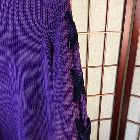 Ralph Lauren Purple Sweater with Black Bow Accents - Picture 6 of 13